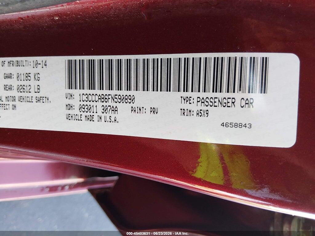 1C3CCCAB6FN590890 2015 CHRYSLER 200 photo no. 9