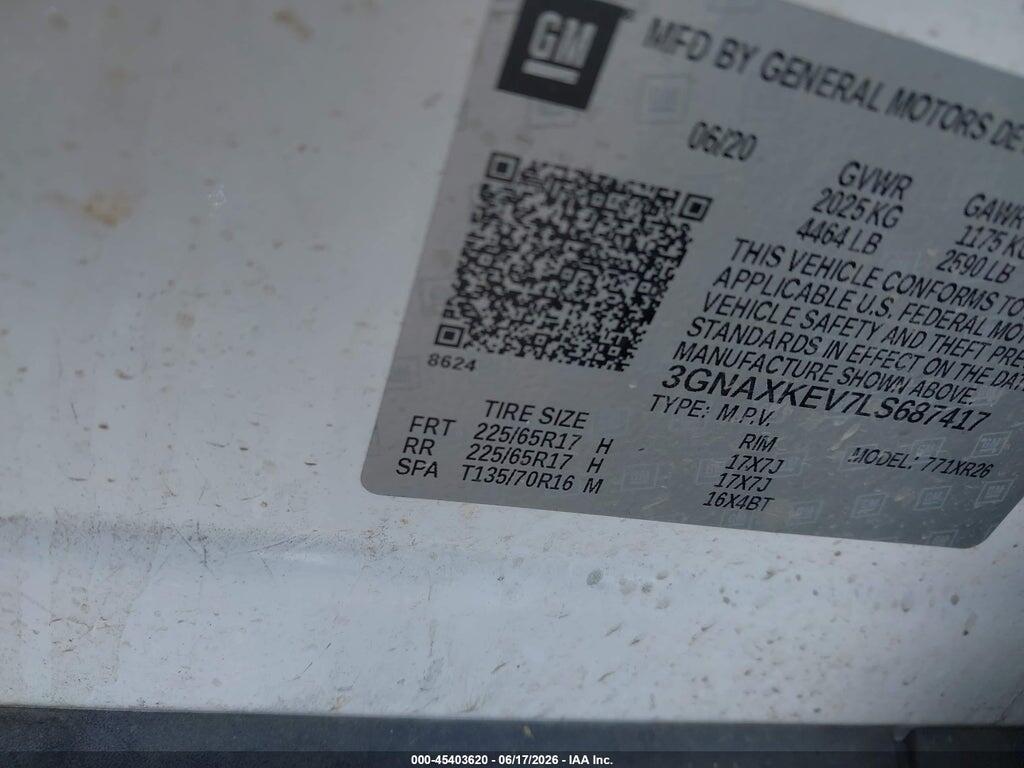 3GNAXKEV7LS687417 2020 CHEVROLET EQUINOX photo no. 9