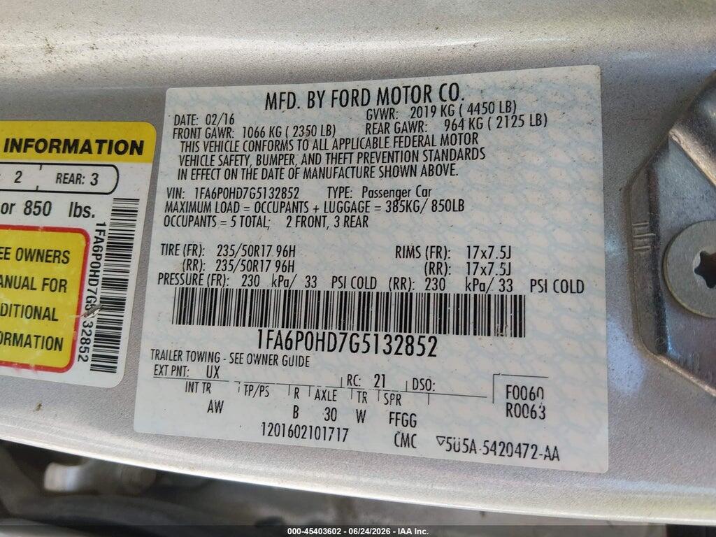 1FA6P0HD7G5132852 2016 FORD FUSION photo no. 9