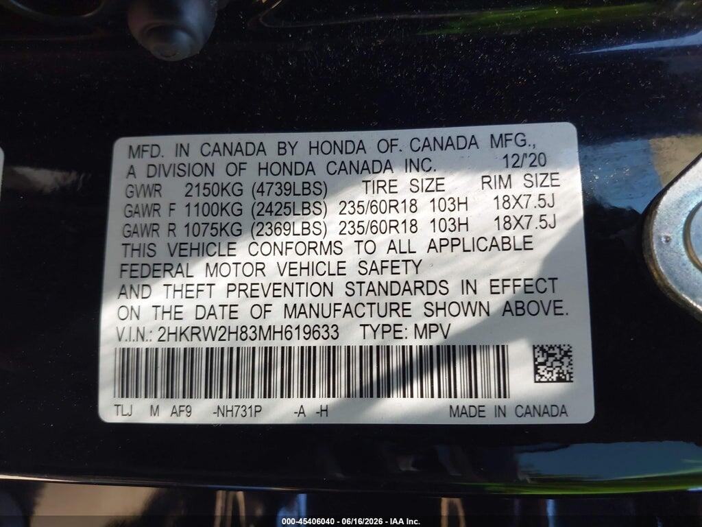 2HKRW2H83MH619633 2021 HONDA CR-V photo no. 9