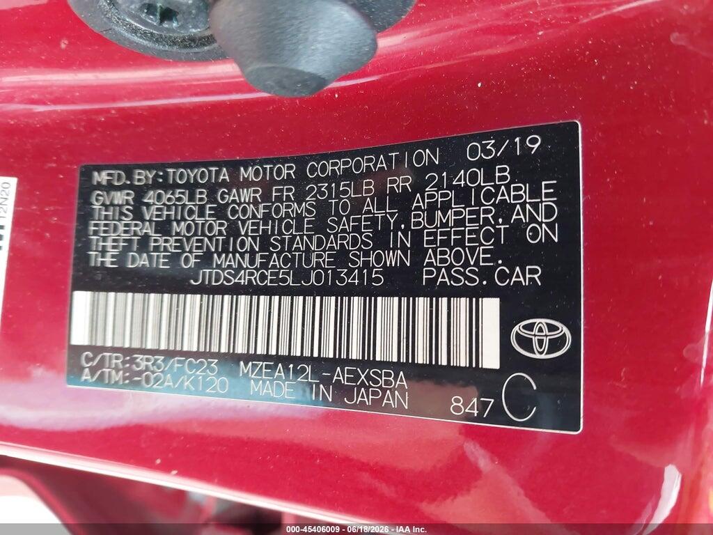 JTDS4RCE5LJ013415 2020 TOYOTA COROLLA photo no. 9