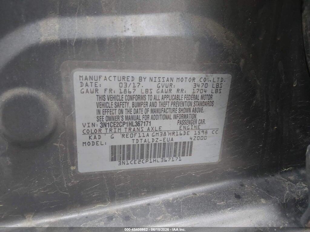 3N1CE2CP1HL367171 2017 NISSAN VERSA NOTE photo no. 9