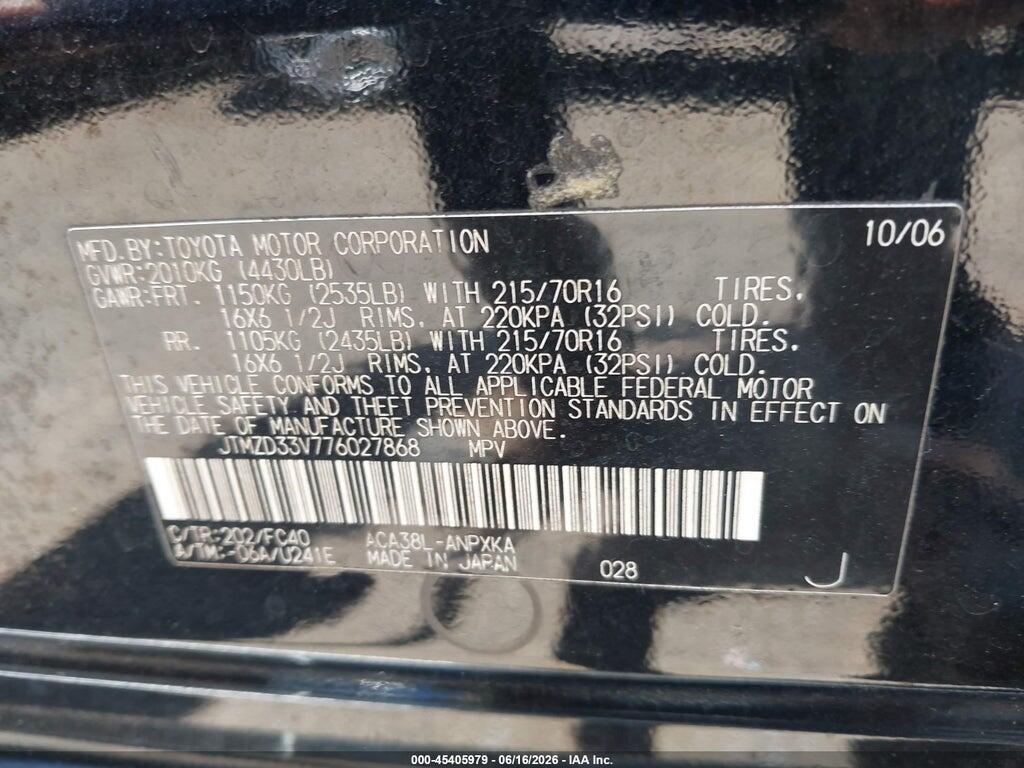 JTMZD33V776027868 2007 TOYOTA RAV4 photo no. 9