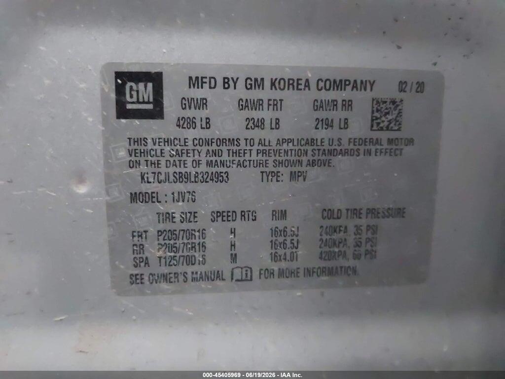 KL7CJLSB9LB324953 2020 CHEVROLET TRAX photo no. 9