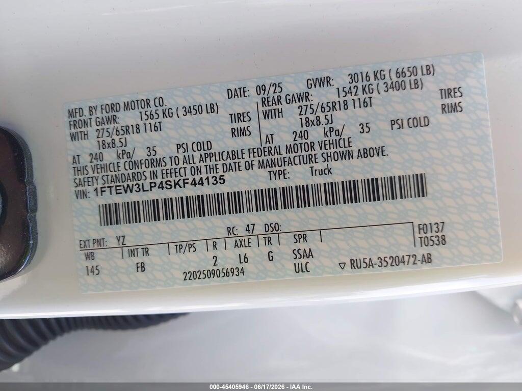 1FTEW3LP4SKF44135 2025 FORD F-150 photo no. 9