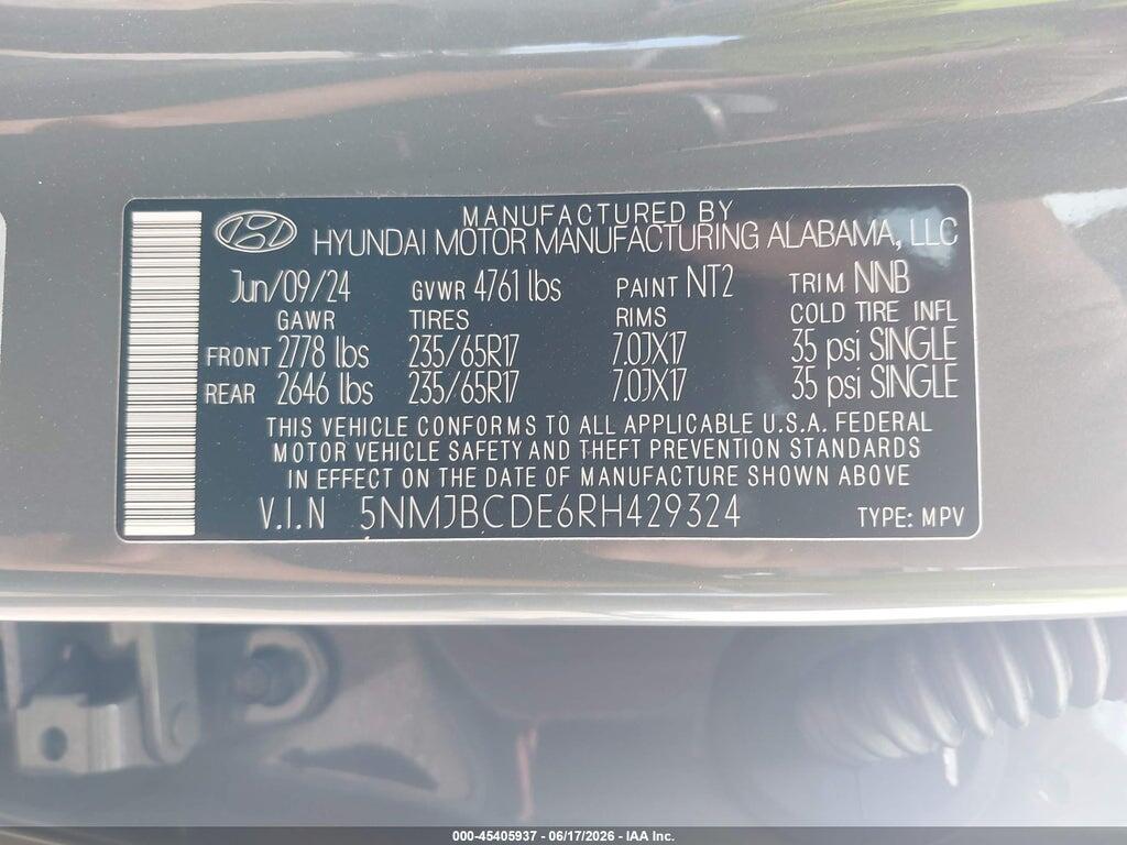 5NMJBCDE6RH429324 2024 HYUNDAI TUCSON photo no. 9