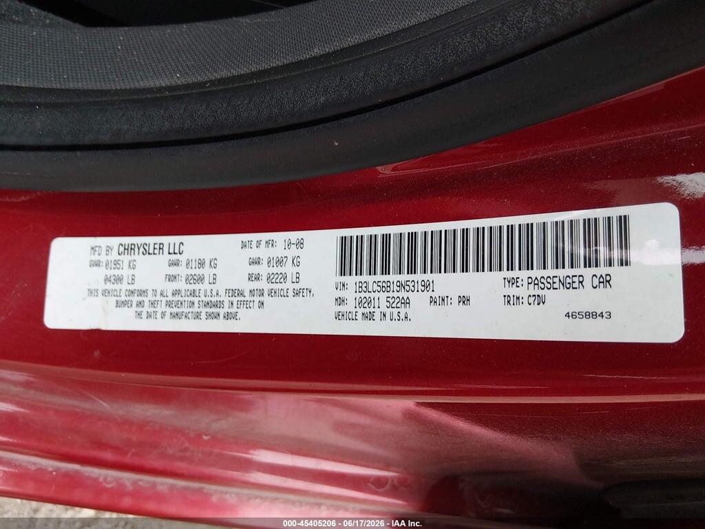 1B3LC56B19N531901 2009 DODGE AVENGER photo no. 9
