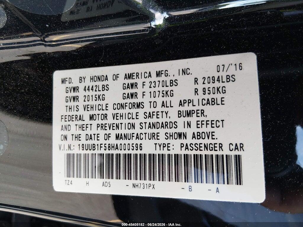 19UUB1F58HA000596 2017 ACURA TLX photo no. 9