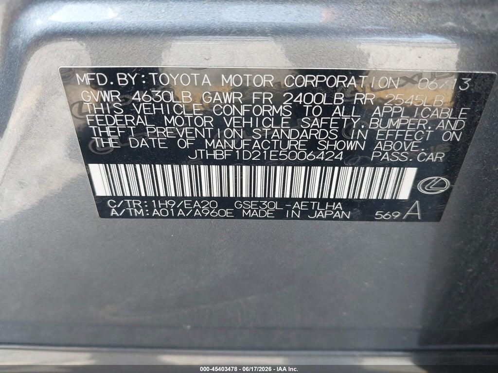 JTHBF1D21E5006424 2014 LEXUS IS 250 photo no. 9