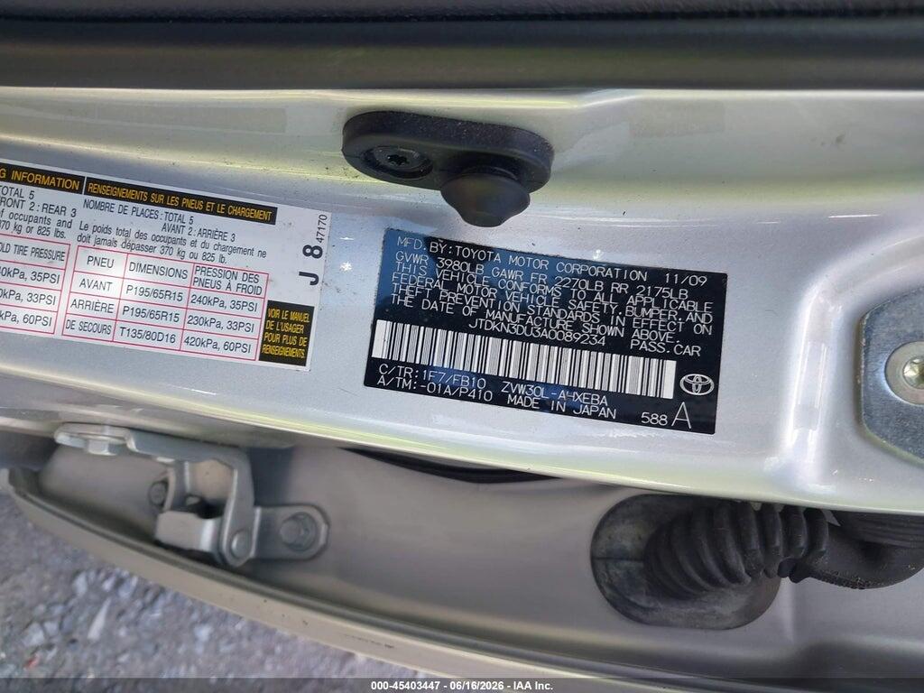 JTDKN3DU3A0089234 2010 TOYOTA PRIUS photo no. 9