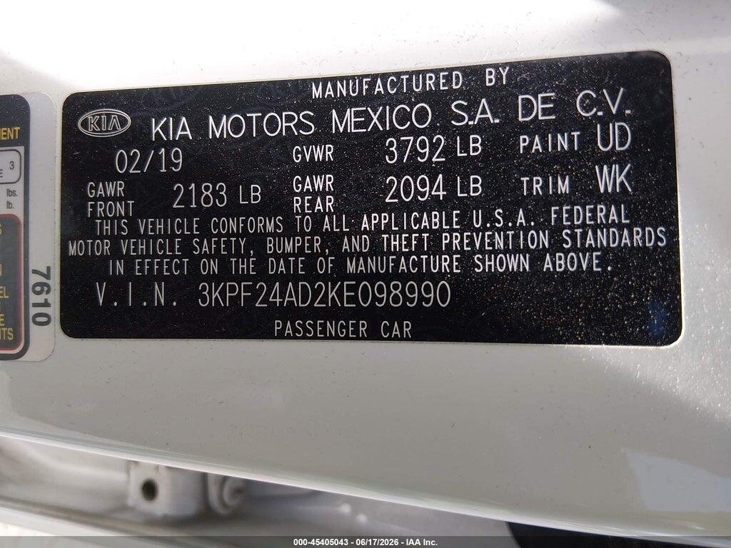 3KPF24AD2KE098990 2019 KIA FORTE photo no. 9