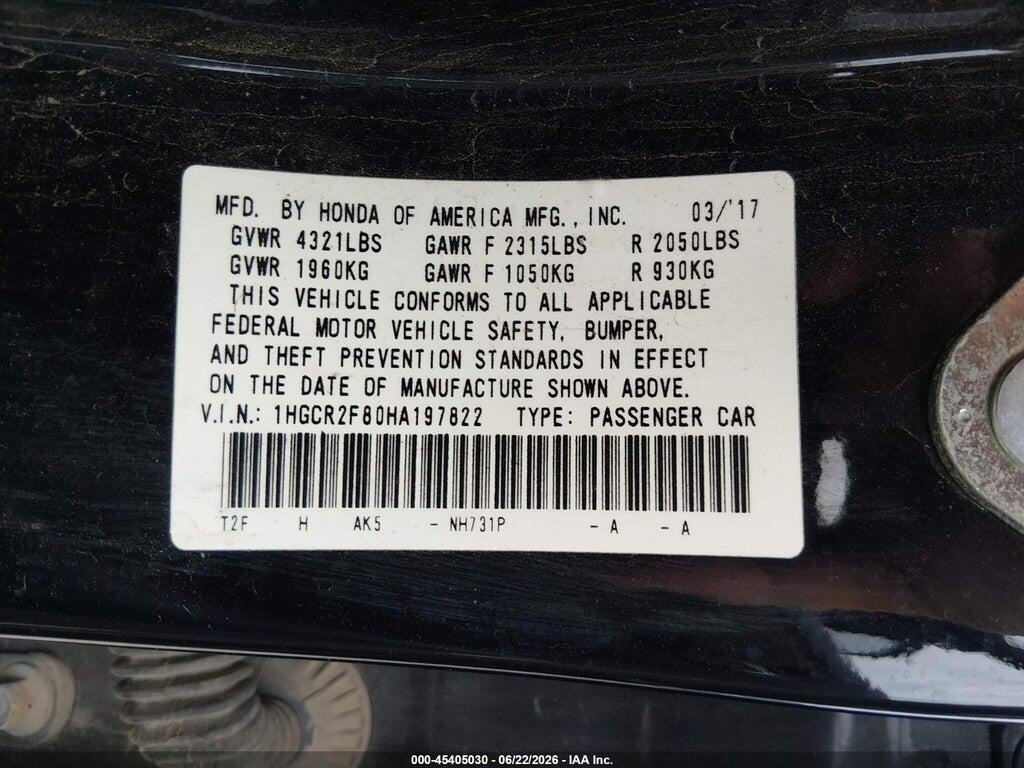1HGCR2F80HA197822 2017 HONDA ACCORD photo no. 9