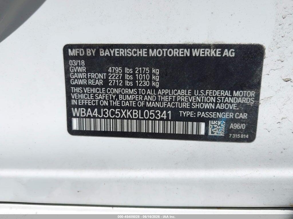 WBA4J3C5XKBL05341 2019 BMW 430I GRAN COUPE photo no. 9
