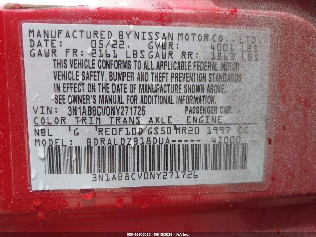 3N1AB8CV0NY271726 2022 NISSAN SENTRA photo no. 9