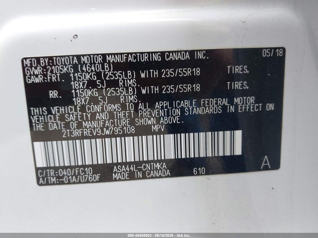 2T3RFREV9JW795108 2018 TOYOTA RAV4 photo no. 9