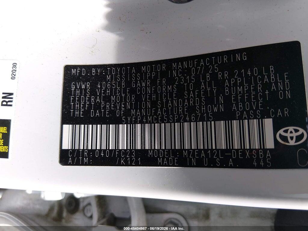 5YFP4MCE5SP246715 2025 TOYOTA COROLLA photo no. 9