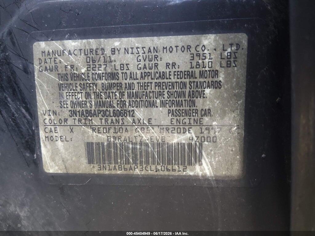 3N1AB6AP3CL606612 2012 NISSAN SENTRA photo no. 9