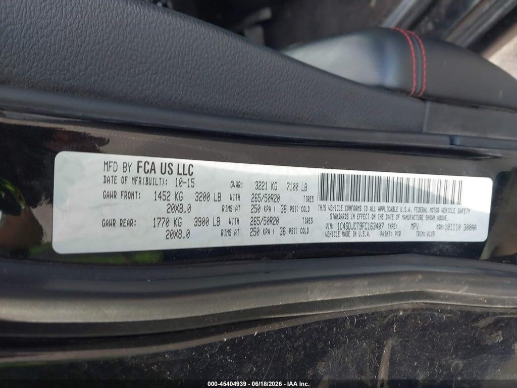 1C4SDJCT9FC163407 2015 DODGE DURANGO photo no. 9