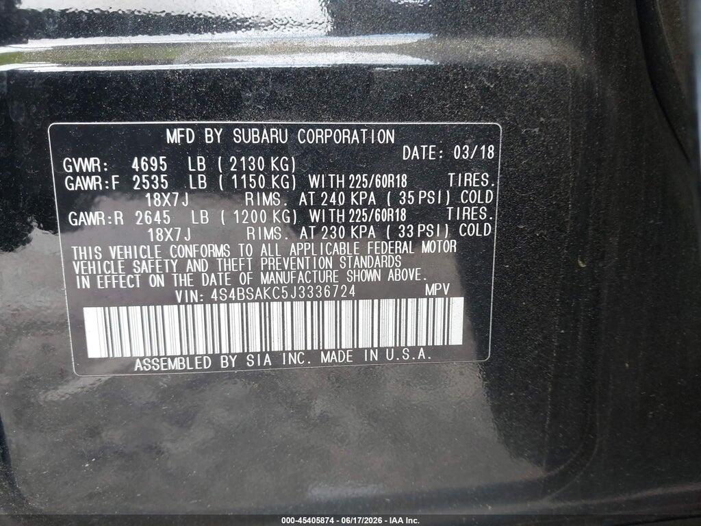 4S4BSAKC5J3336724 2018 SUBARU OUTBACK photo no. 9