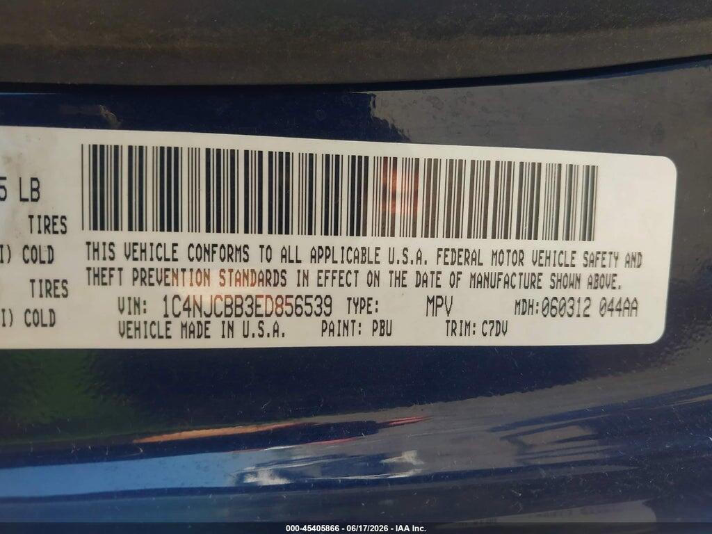 1C4NJCBB3ED856539 2014 JEEP COMPASS photo no. 9