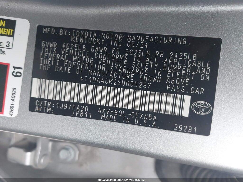 4T1DAACK2SU005287 2025 TOYOTA CAMRY photo no. 9
