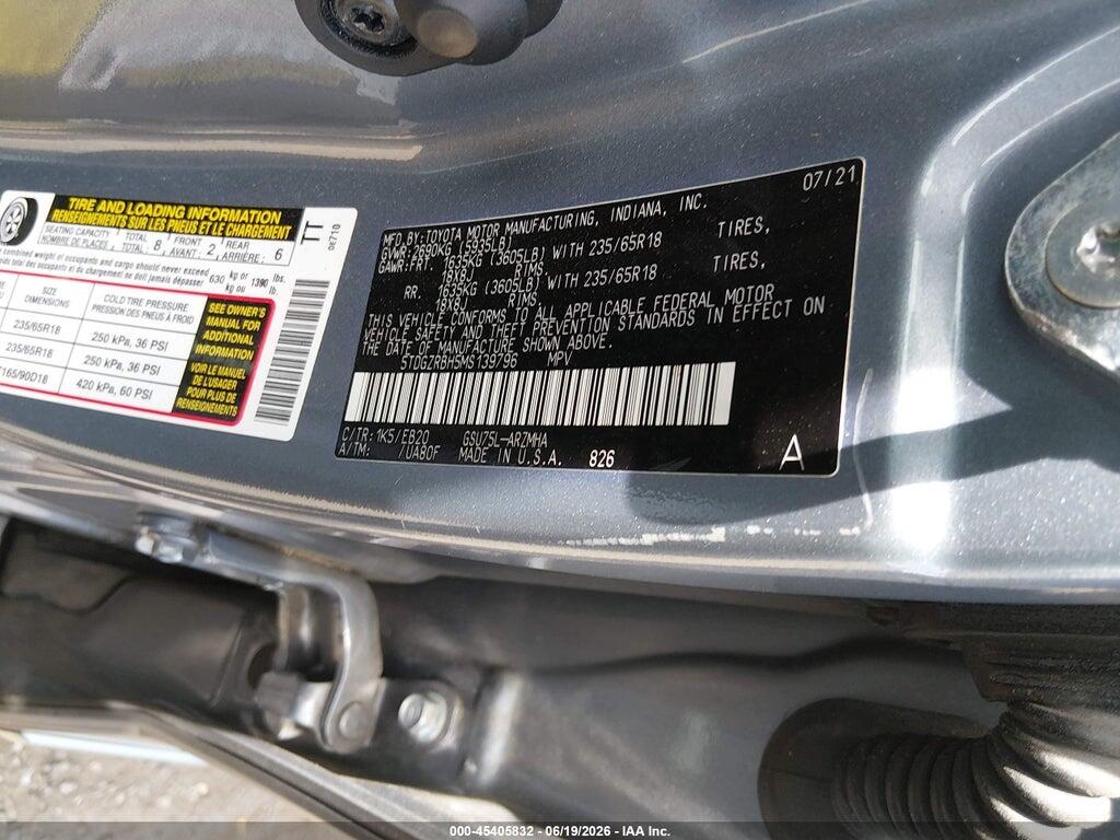 5TDGZRBH5MS139796 2021 TOYOTA HIGHLANDER photo no. 9