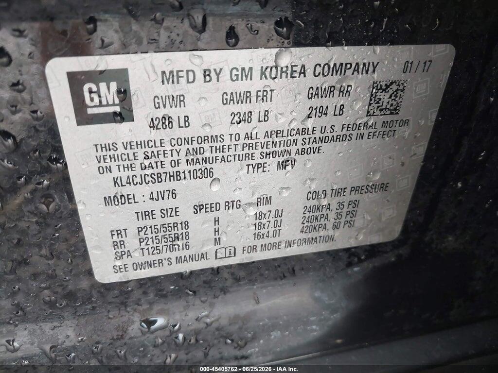 KL4CJCSB7HB110306 2017 BUICK ENCORE photo no. 9