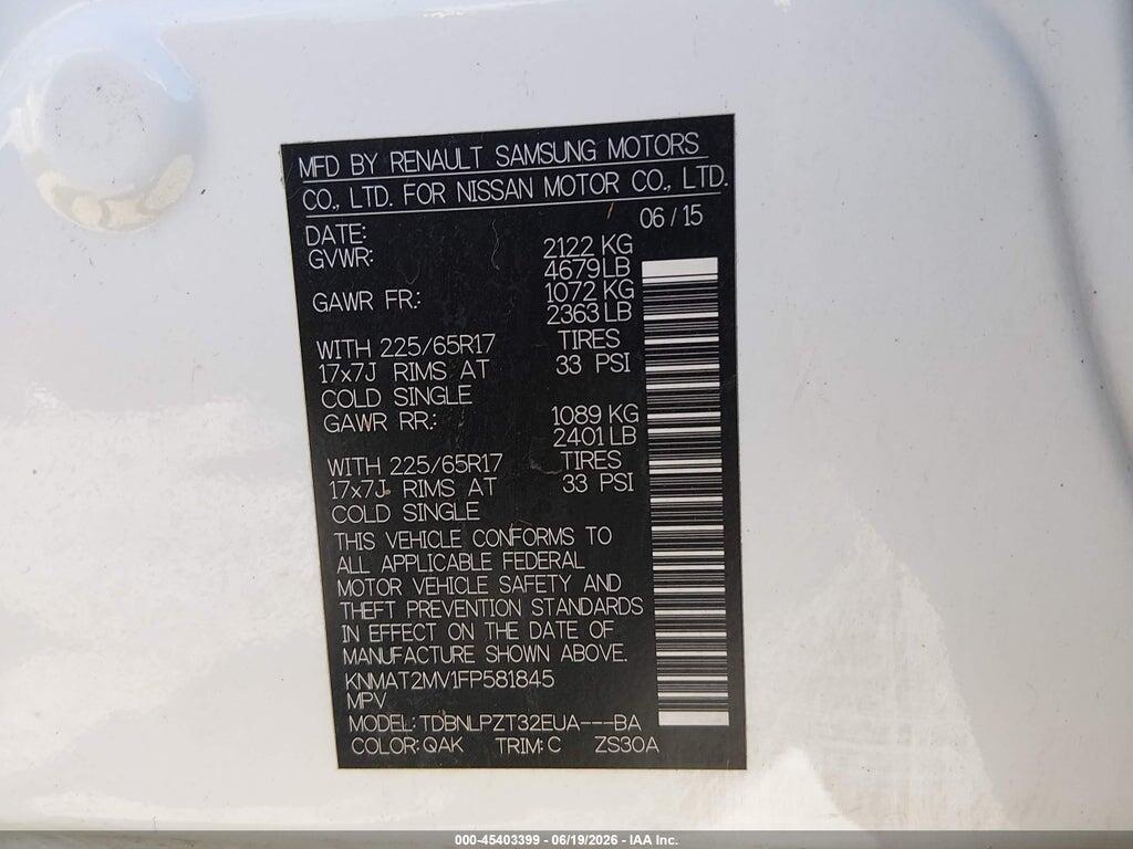 KNMAT2MV1FP581845 2015 NISSAN ROGUE photo no. 9
