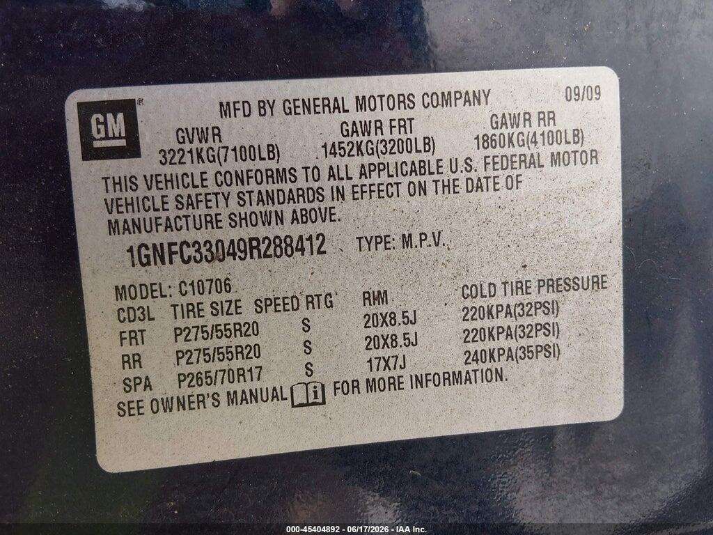 1GNFC33049R288412 2009 CHEVROLET TAHOE photo no. 9