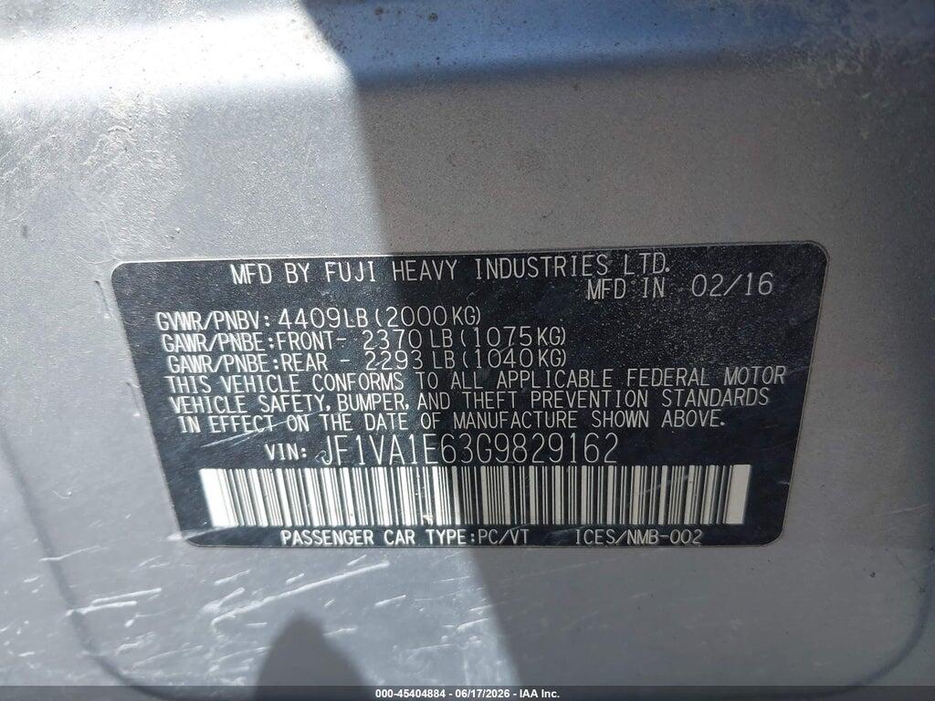JF1VA1E63G9829162 2016 SUBARU WRX photo no. 9