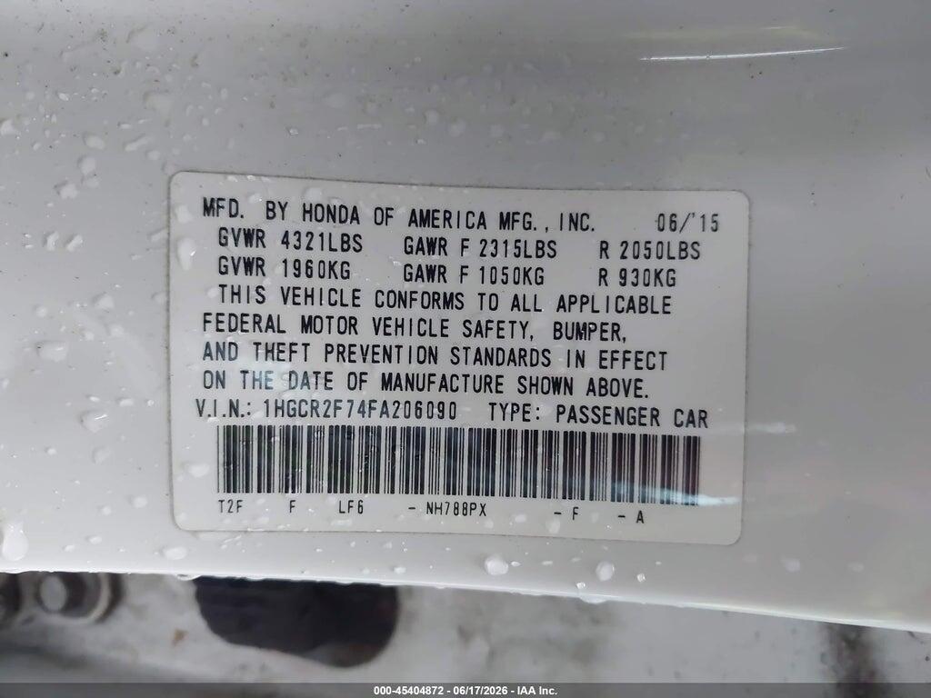 1HGCR2F74FA206090 2015 HONDA ACCORD photo no. 9