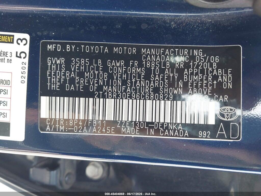 2T1BR30E96C680829 2006 TOYOTA COROLLA photo no. 9