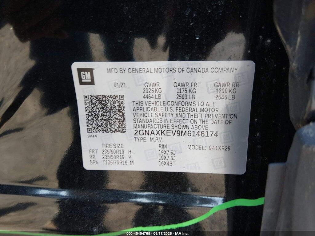 2GNAXKEV9M6146174 2021 CHEVROLET EQUINOX photo no. 9
