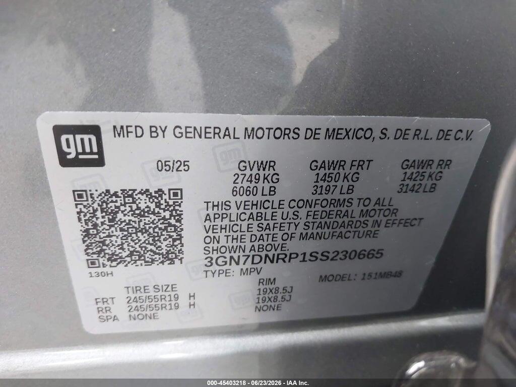 3GN7DNRP1SS230665 2025 CHEVROLET EQUINOX EV photo no. 9