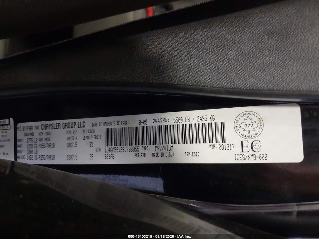 1J4GA59129L788855 2009 JEEP WRANGLER UNLIMITED photo no. 9