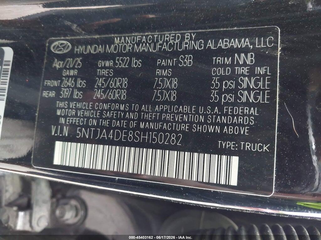 5NTJA4DE8SH150282 2025 HYUNDAI SANTA CRUZ photo no. 9