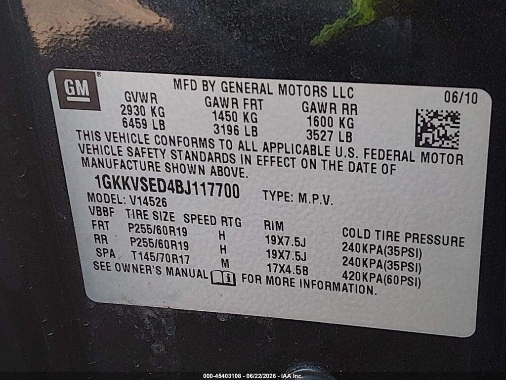 1GKKVSED4BJ117700 2011 GMC ACADIA photo no. 9