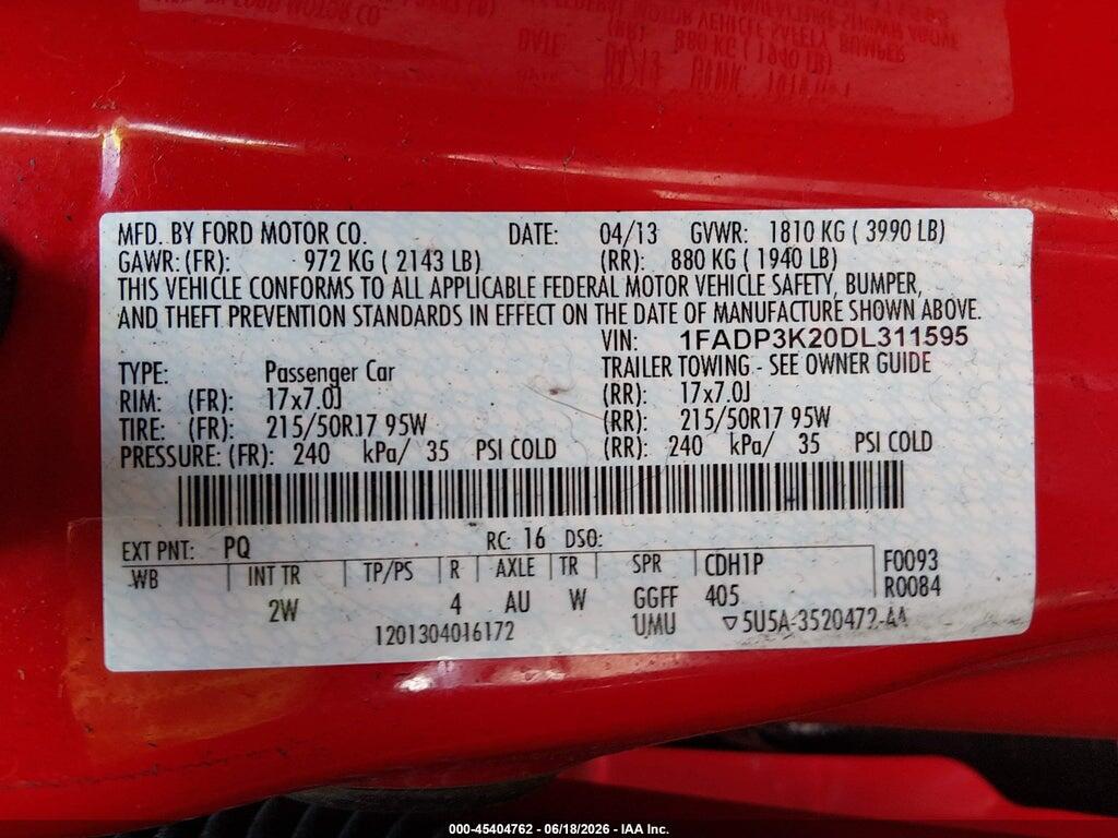1FADP3K20DL311595 2013 FORD FOCUS photo no. 9