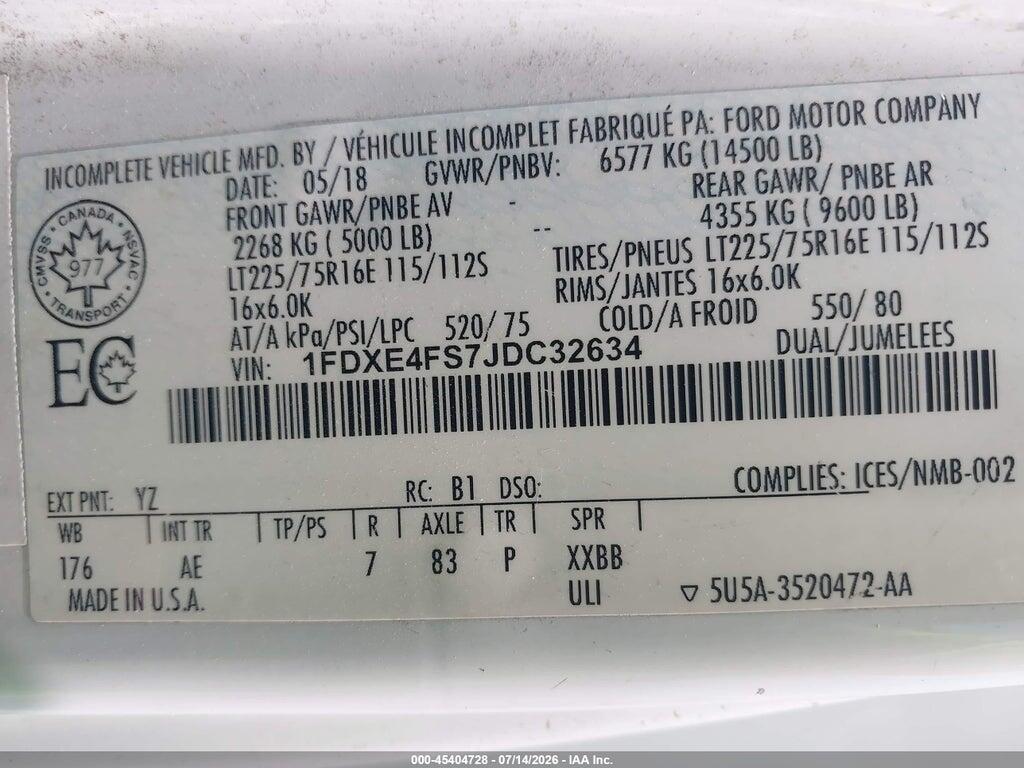 1FDXE4FS7JDC32634 2018 FORD E-450 CUTAWAY photo no. 9