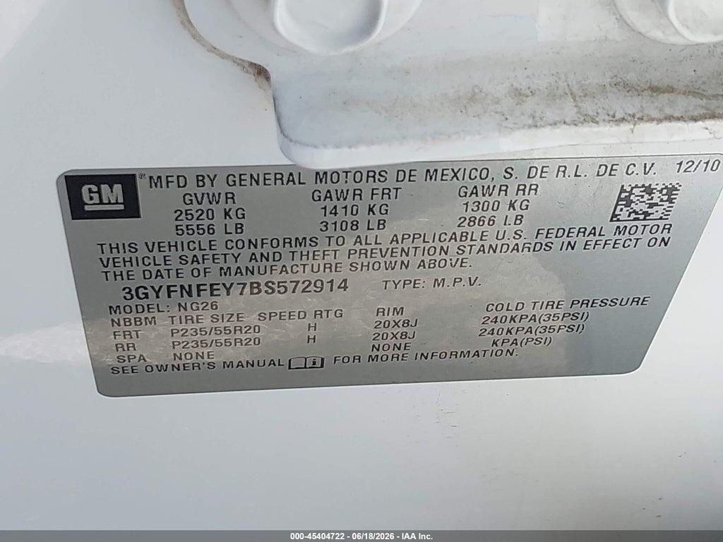 3GYFNFEY7BS572914 2011 CADILLAC SRX photo no. 9
