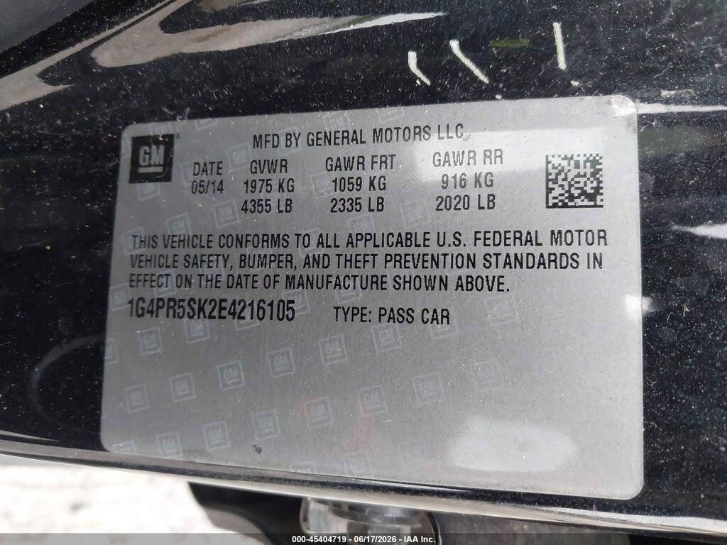 1G4PR5SK2E4216105 2014 BUICK VERANO photo no. 9