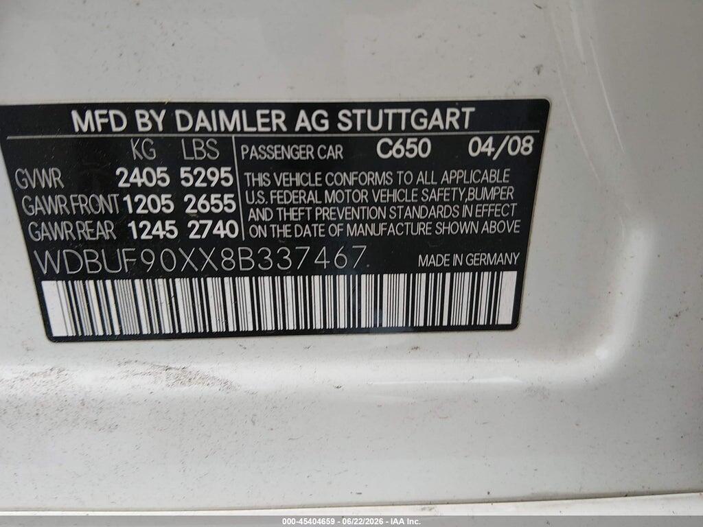 WDBUF90XX8B337467 2008 MERCEDES-BENZ E 550 photo no. 9
