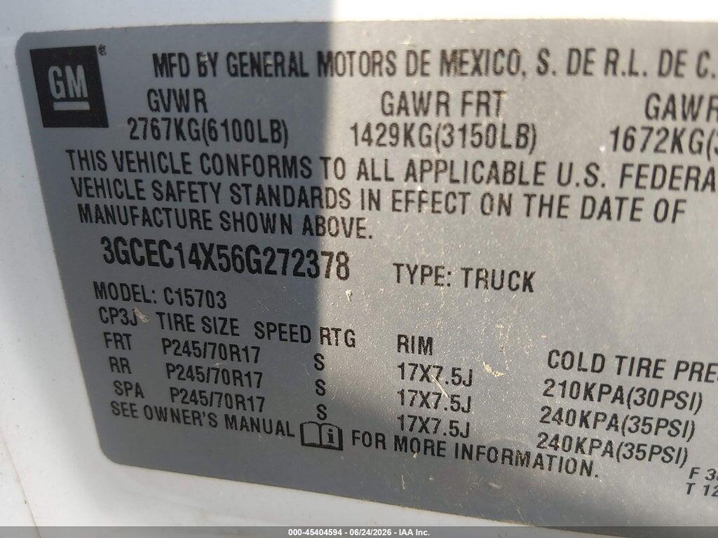 3GCEC14X56G272378 2006 CHEVROLET SILVERADO 1500 photo no. 9