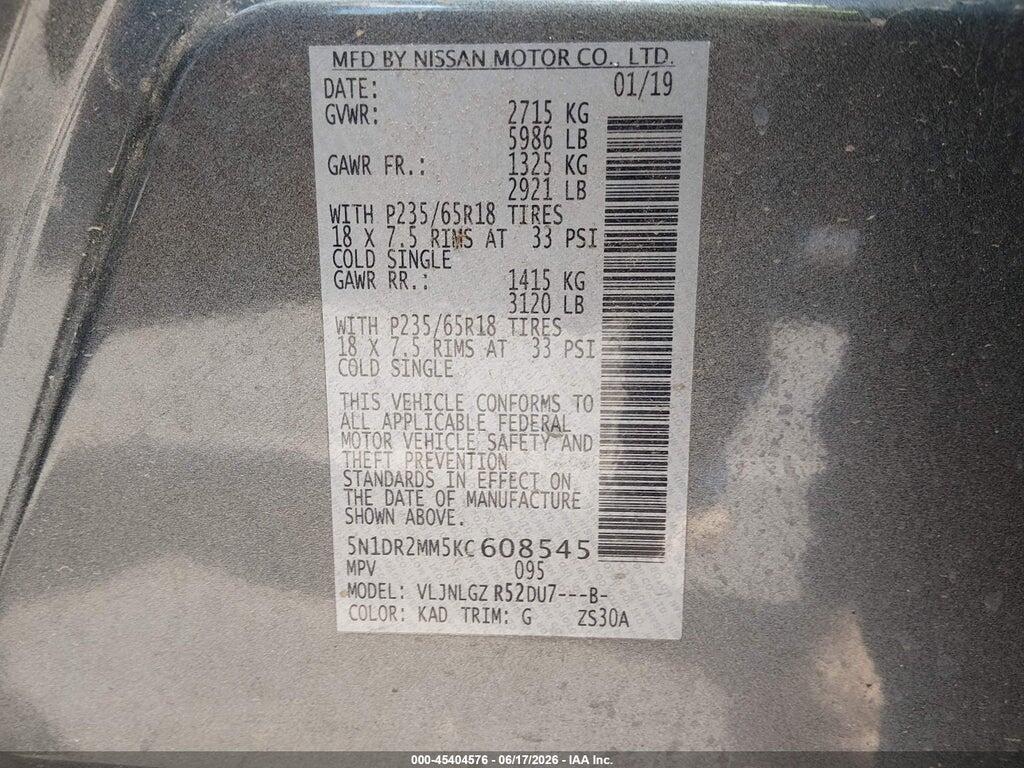 5N1DR2MM5KC608545 2019 NISSAN PATHFINDER photo no. 9