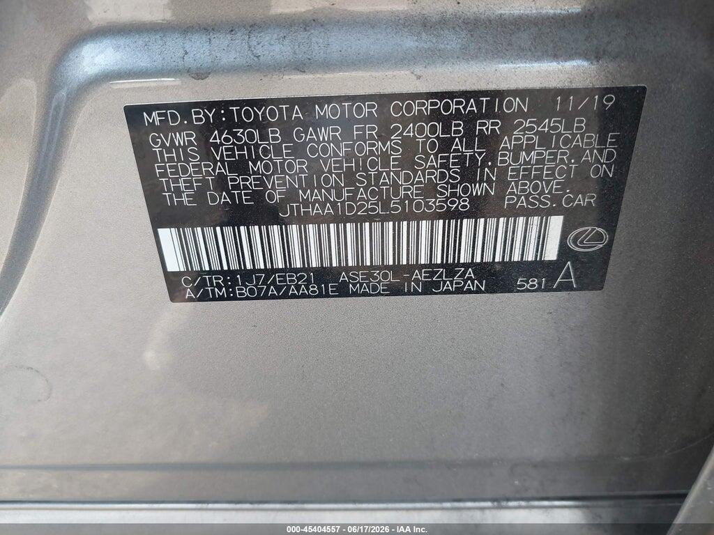 JTHAA1D25L5103598 2020 LEXUS IS 300 photo no. 9
