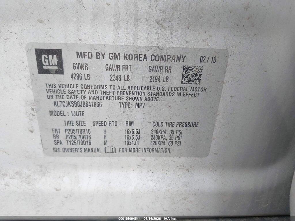 KL7CJKSB8JB647866 2018 CHEVROLET TRAX photo no. 9