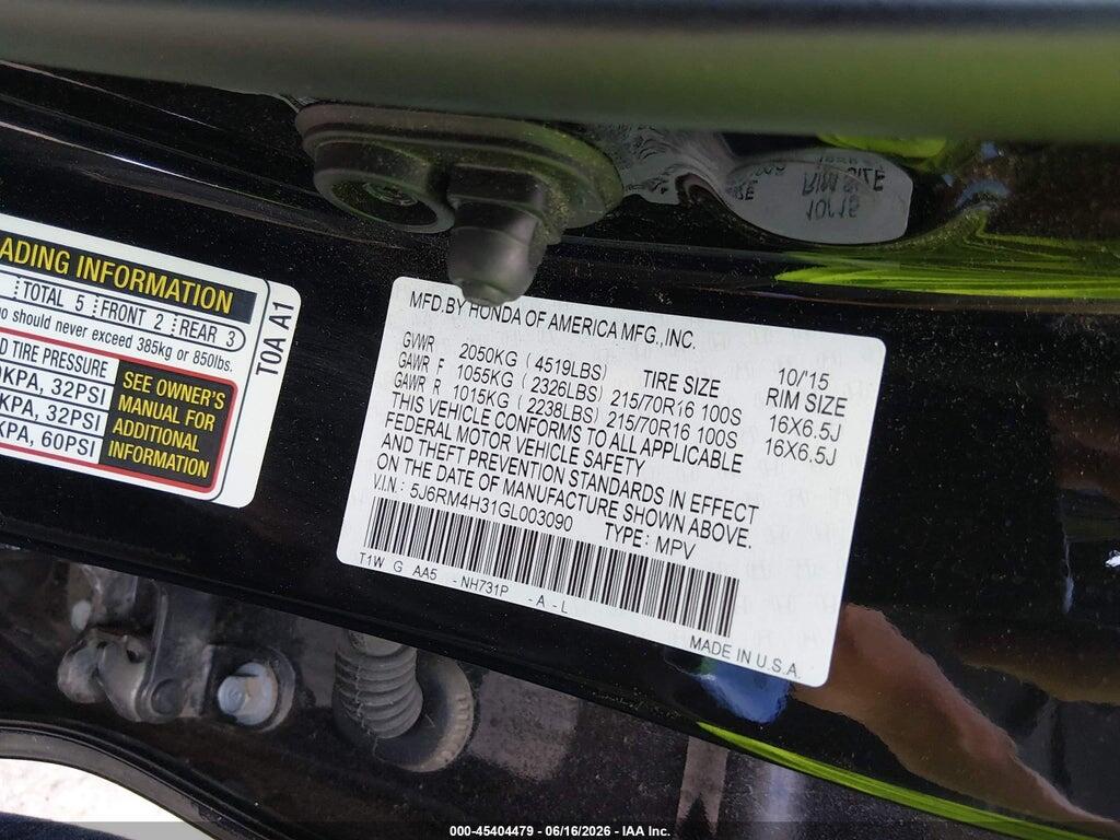 5J6RM4H31GL003090 2016 HONDA CR-V photo no. 9