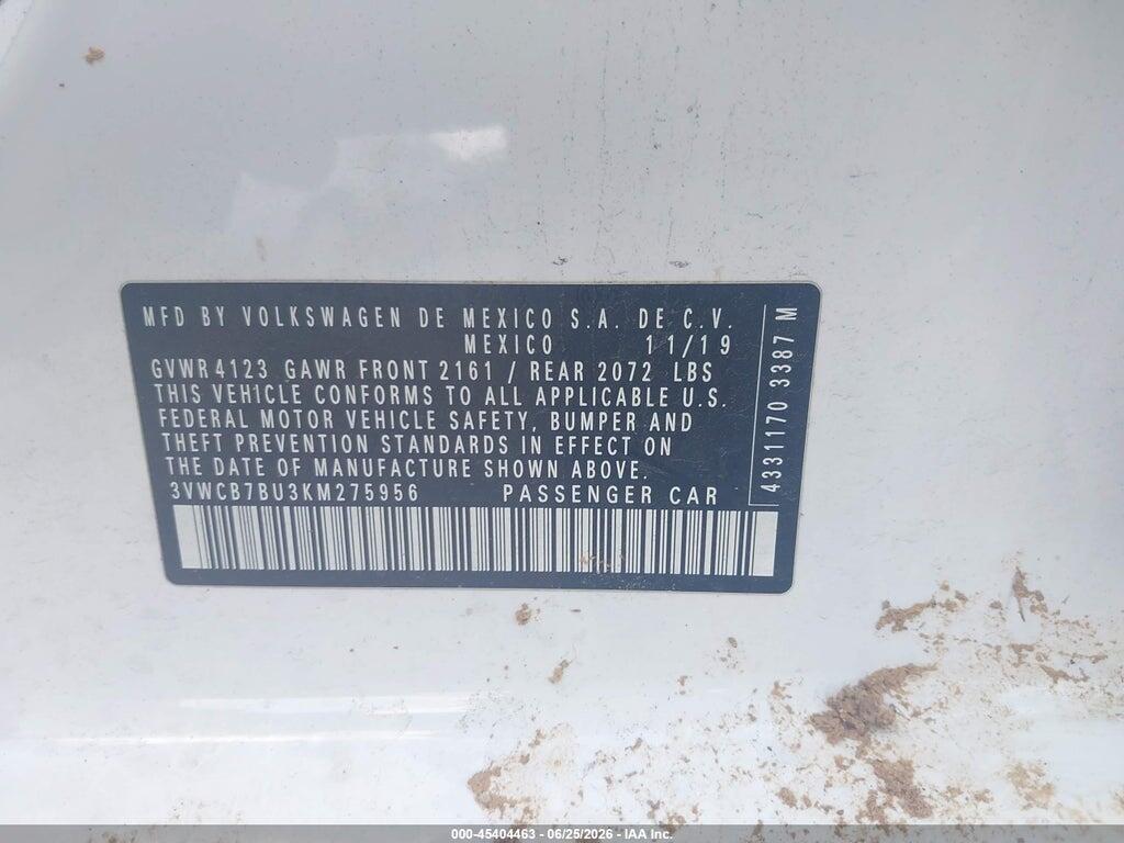 3VWCB7BU3KM275956 2019 VOLKSWAGEN JETTA photo no. 9
