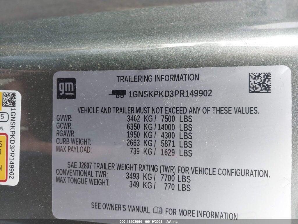1GNSKPKD3PR149902 2023 CHEVROLET TAHOE photo no. 9