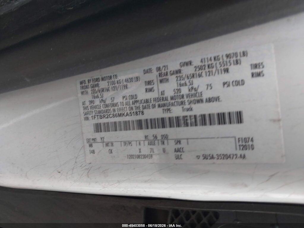 1FTBR2C86MKA51878 2021 FORD TRANSIT-250 photo no. 8